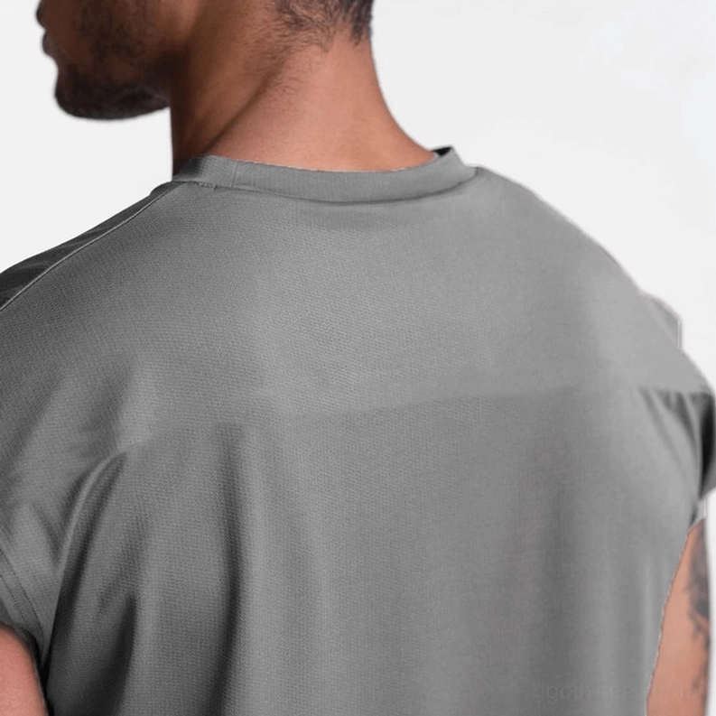 Armee Grün Gothic Mesh Tanktop Rückansicht, ärmellos Hemd für Herren, Dark Aesthetic Passform