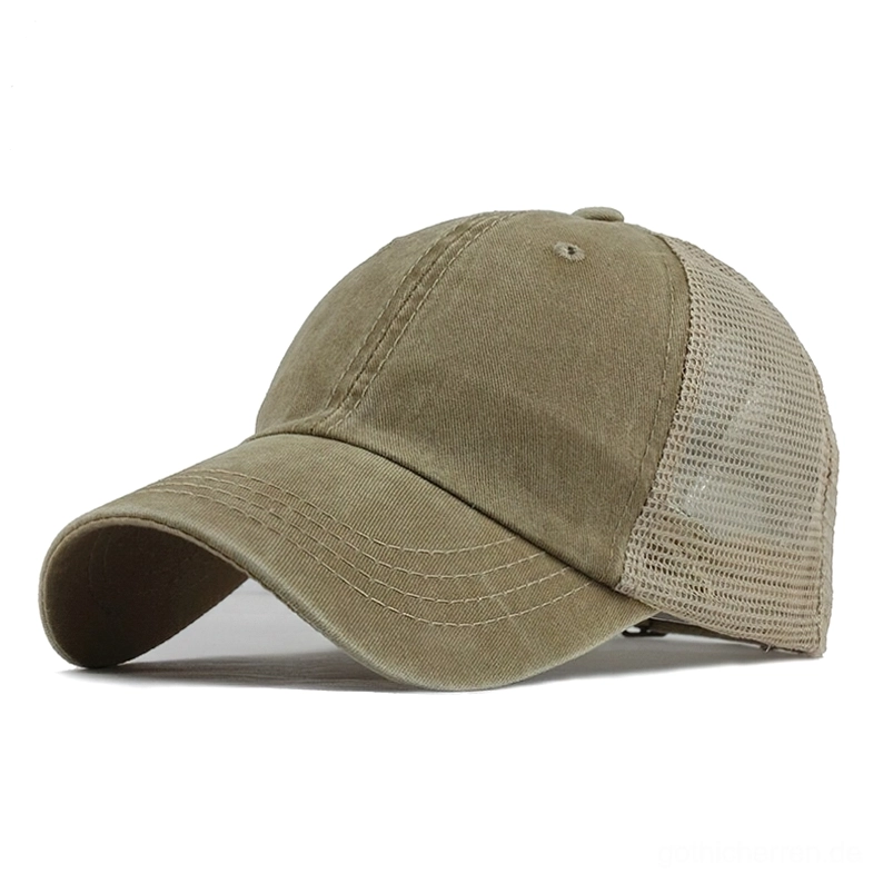 Beige gewaschene Baumwoll-Gothic-Baseball-Kappe, minimalistischer Goth-Stil mit verstellbarer One-Size – Dekonstruierte Avant-Garde Goth Fashion