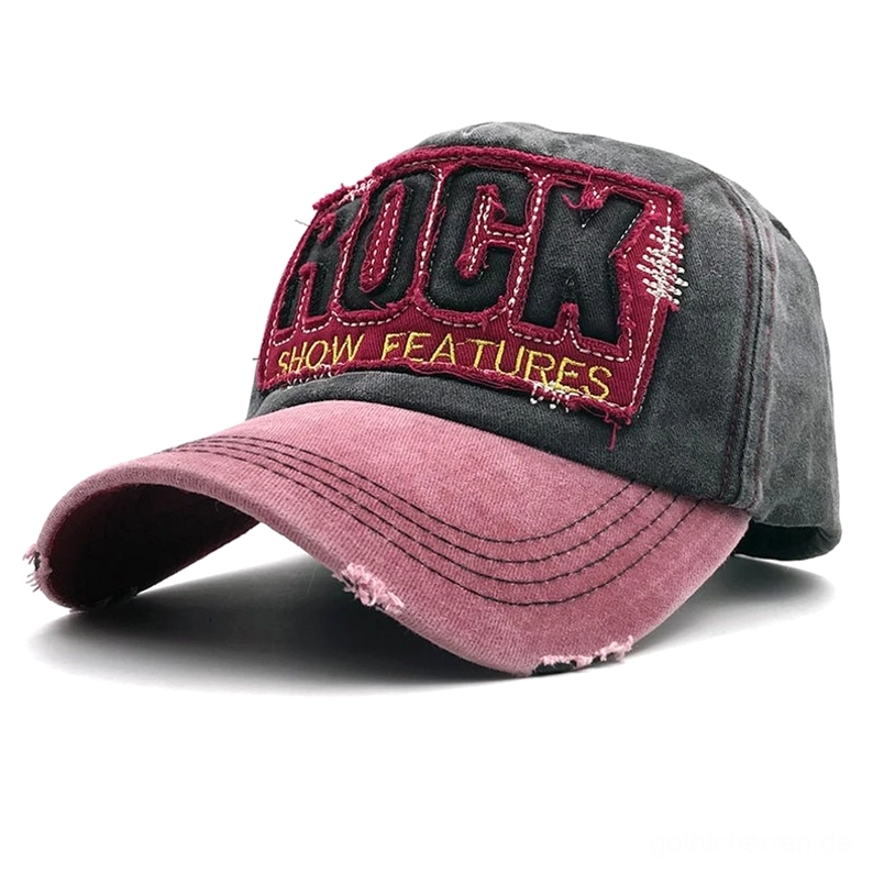 Premium Baumwoll-Snapback Rock Kappe mit sichtbarer zerfranster Krempe und kühnem gotischem Styling, verstellbarer Verschluss für perfekte Passform bei allen Kopfgrößen