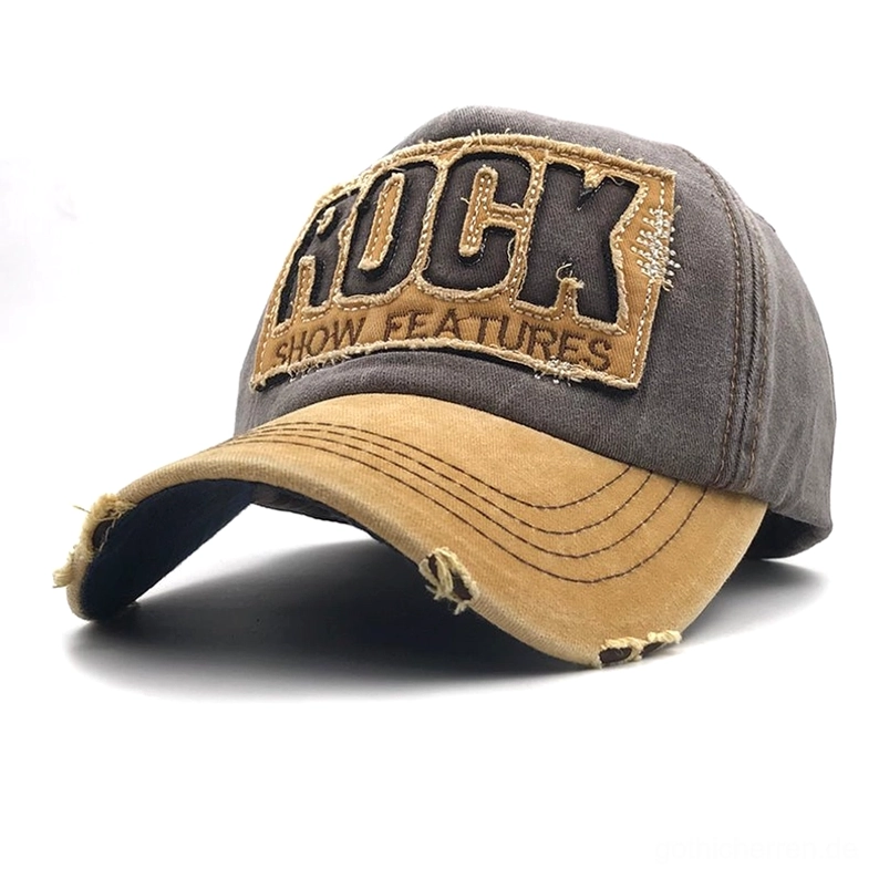 Dark Aesthetic Rock Embroidery Cap mit verstellbarem Snapback-Verschluss, One-Size-Fit-Most Design und Distressed-Finish für echte Underground-Fashion-Anhänger
