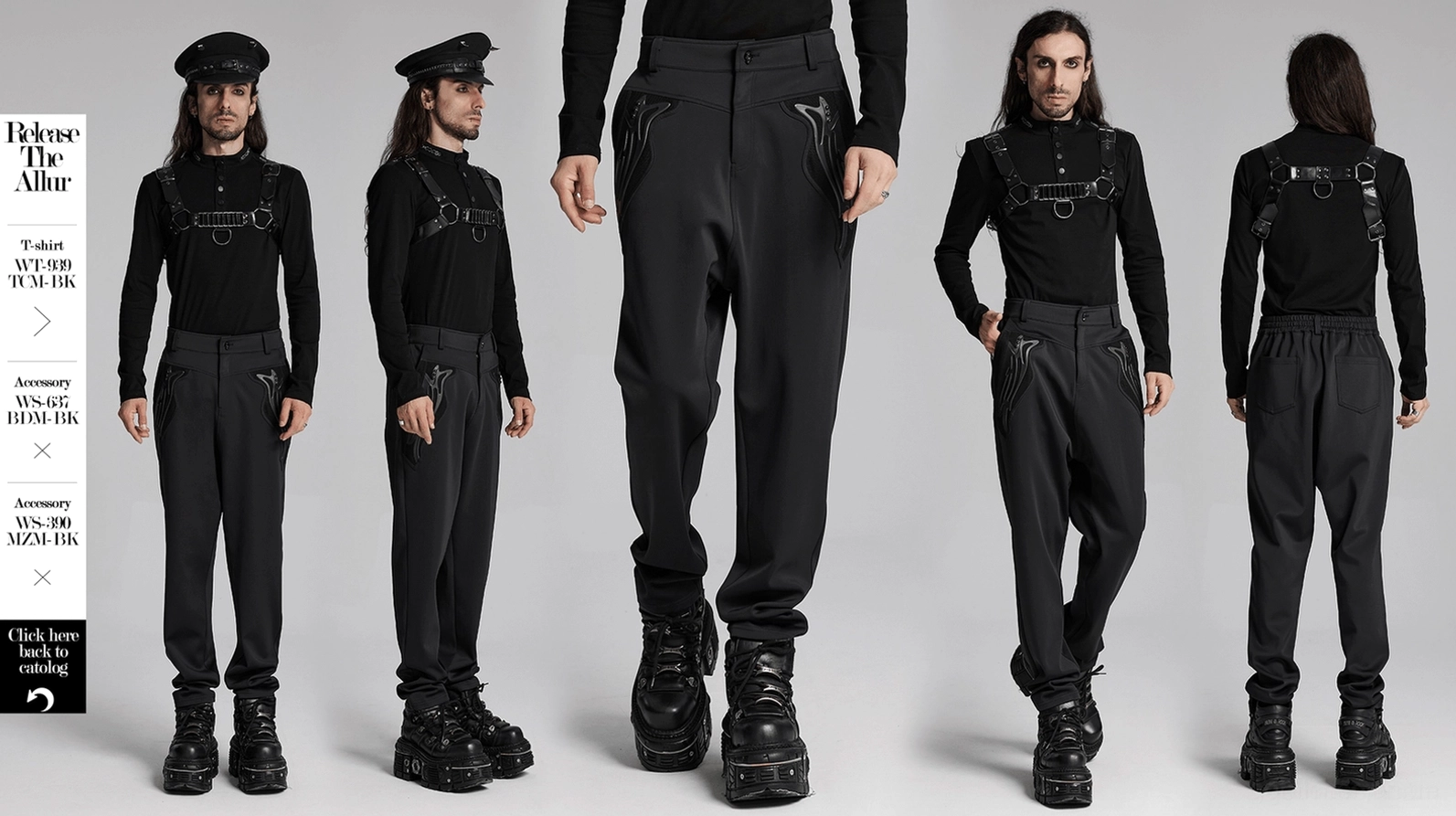 Detaillierter Messleitfaden für schwarze Gothic Cyberpunk Knit-Hose – Anleitung zum Ausmessen von Körperdimensionen für perfekte Größe