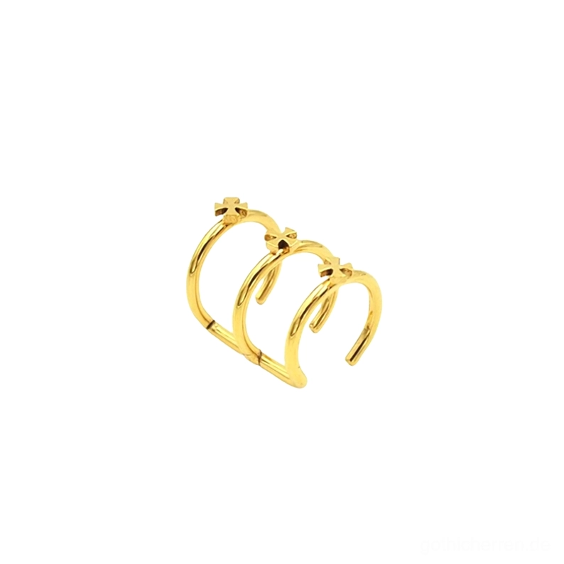 Doppel- und einfache Hoop-Gothic-Piercing-Optionen aus poliertem Edelstahl, zeigt mehrschichtige Möglichkeiten für Gothic-Styling