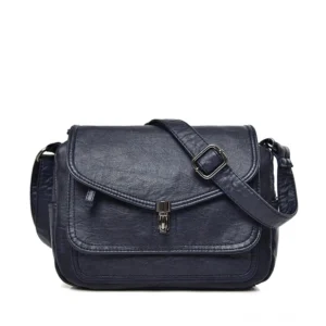 Dunkelblau Gothic Vintage Ledertasche, Dark Academia Style Crossbody Umhängetasche, weiche Leder Schultertasche mit verstellbarem Gurt