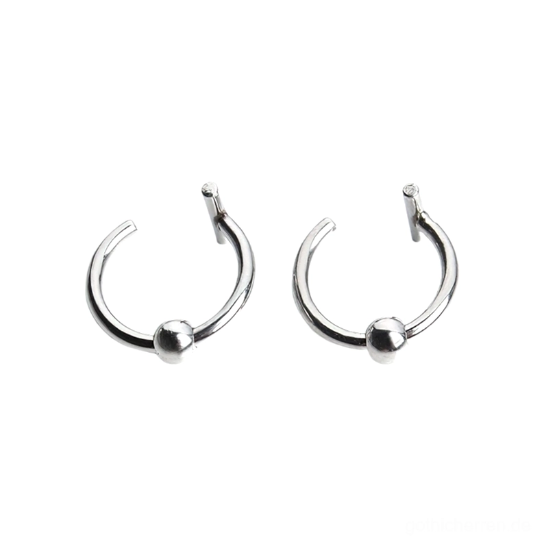 Einfaches Kugelende-Hoop-Gothic-Piercing-Set aus poliertem silberen Edelstahl, C-förmiger Ring mit industriellem Look