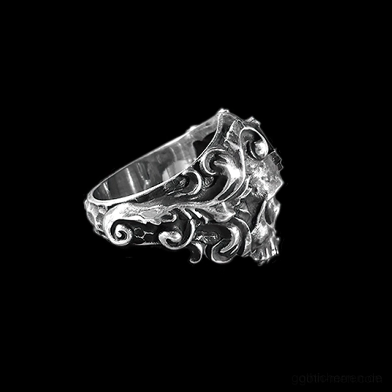 Freimaurer-Totenkopf-Ring alternative Perspektive zeigt gotische Ästhetik und okkulte Symbolik für dunkel-Fashion-Enthusiasten