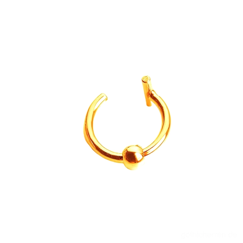 Goldplattiertes einfaches Hoop-Gothic-Piercing-Ring mit zentralem Kugeldetail, C-förmiges Design aus chirurgischem Edelstahl