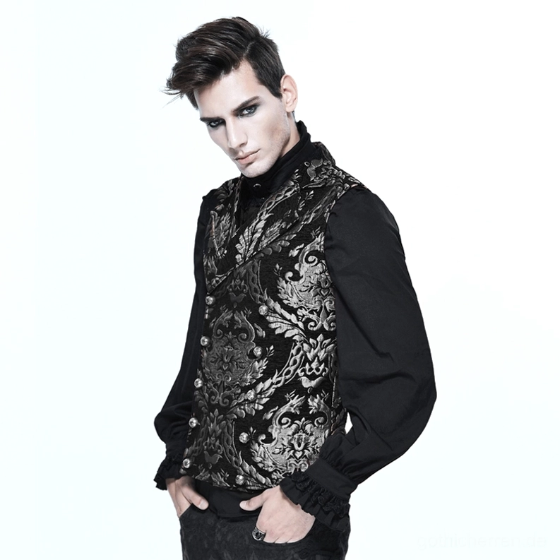 Gotische Filigran-Anzugweste ornate Damast Jacquard-Stoff-Textur, feine Musterdetails