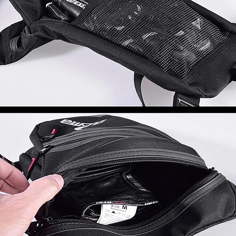 Gothic-Urban-Oberschenkel-Bauchtasche mit strategischem Taschensystem, Metallhardware und wasserdichtem Stoff für Alternative-Lifestyle-Wear