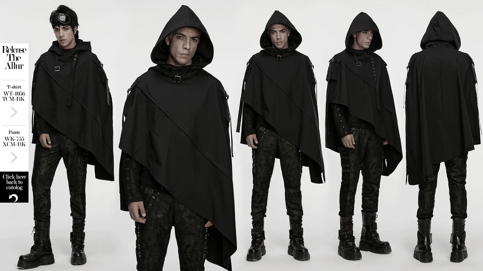 Gothic Techwear Kapuze Cape mit Mesh-Innenfütterung, matter schwarzer Polyester-Oberfläche und hochwertiger technischer Konstruktionsverarbeitung