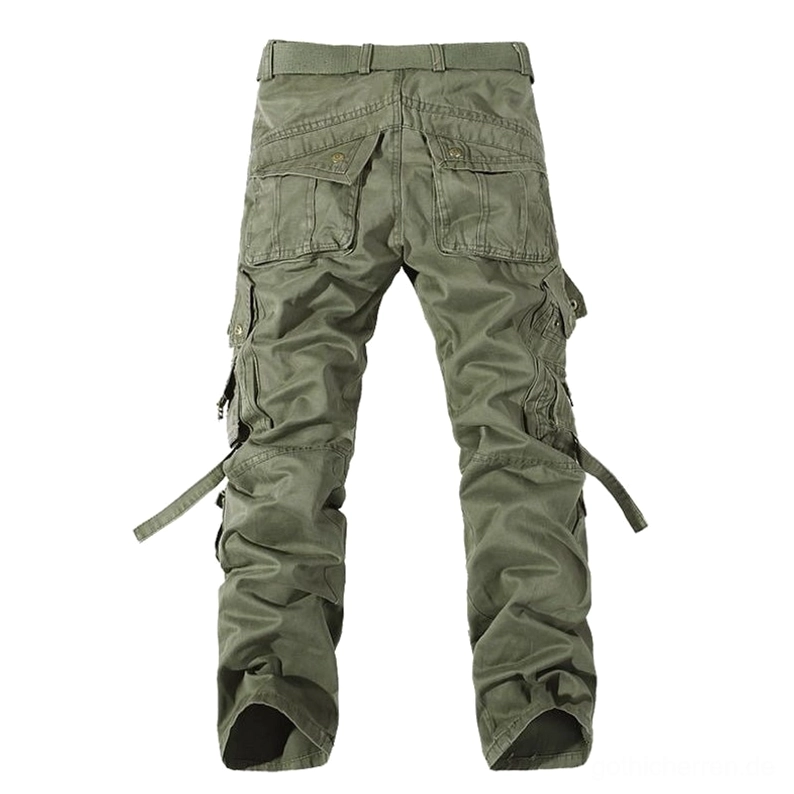 Gothic Cargohose komplette Farbkollektion Vergleichsansicht zeigt alle verfügbaren Farbtöne Armeefeige Schwarz Olivgrün Khaki für verschiedene Alternative-Gothic-Substile