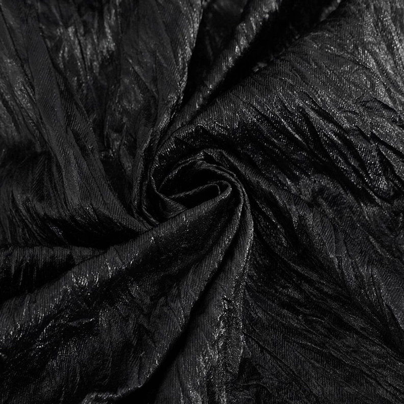 Textilnah-Detailaufnahme zeigt tiefe Crinkle-Textur und glänzende schwarze Oberfläche des Gothic Hemdes Kunstleders