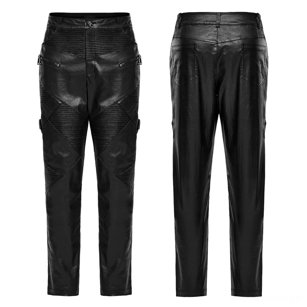 Flachlege-Frontansicht der Drawstring Gothic Hose mit kreuzweisem Rippenmuster und funktionalen Reißverschluss-Taschen