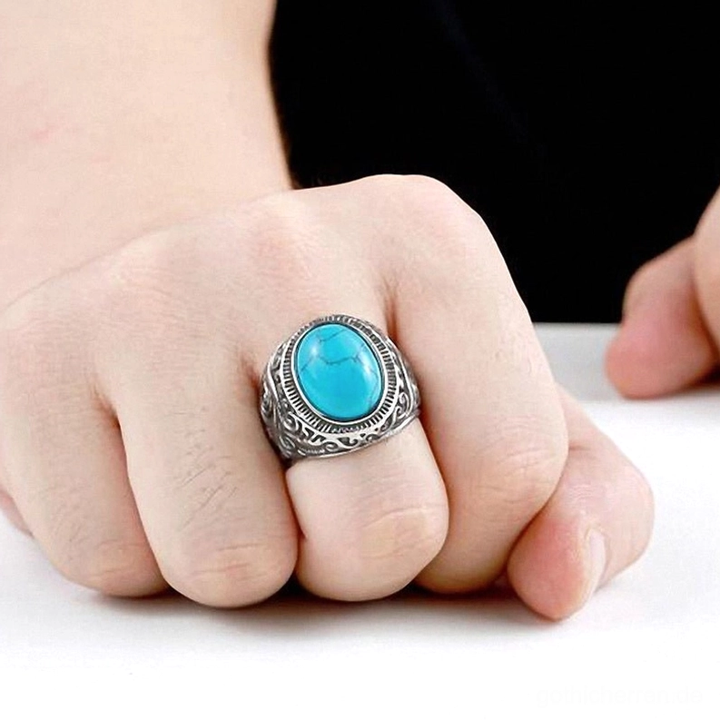 Gothic-Edelstahl-Bezel-Siegelring mit Edelstein-Fassung, Alternative-Fashion-Schmuckstück, unisex Statement-Ring für dunkle Ästhetik