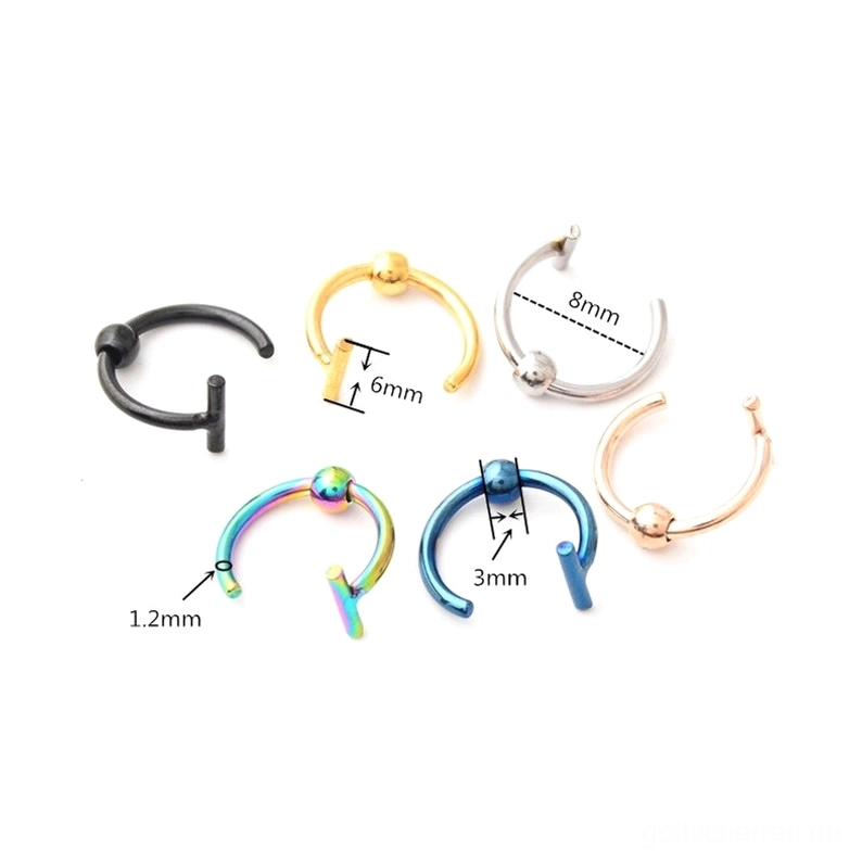 Gothic-Edelstahl-Körperschmuck-Hoop-Kollektion mit C-förmigen Design-Variationen für Septum und Nasenbereiche