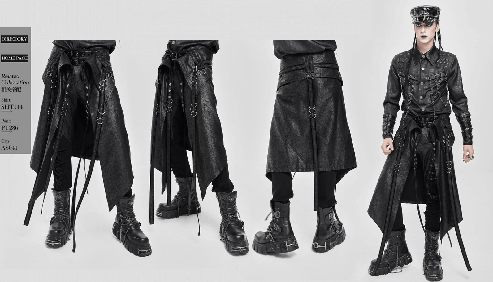 Finale Produktpräsentation des schwarzen gotischen Punk-mehrschichtigen Strap-Rocks mit kompletter Hardware- und Riemen-Konfiguration