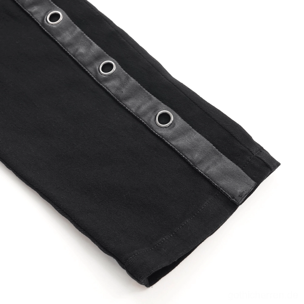 Gothic-Hose Seitennähte Detailansicht mit Metallösen und präzise platzierten Nieten für Korsett-inspiriertes Design