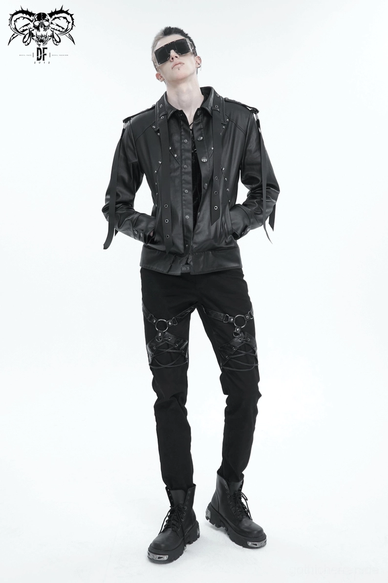 Gothic-Jacke Gesamttextur Matter schwarze Baumwoll-Viskose-Mischung industrielle Fintech-Oberfläche Herrenjacke