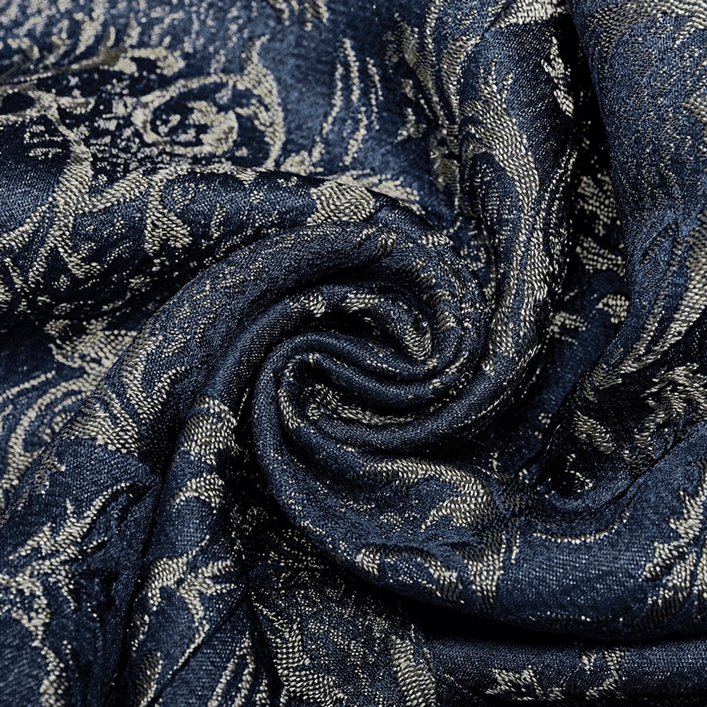 Gothic marineblaue Jacquard-Weste Alternative Perspektive mit Barockmustewebung und Stoffzusammensetzung