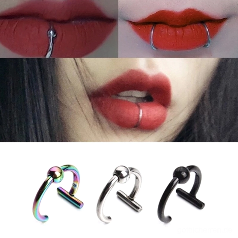 Gothic-Körperschmuck-Hoop aus Edelstahl mit verbundenem Design-Detail und polierter Finish-Qualität