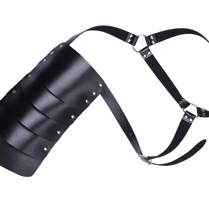 Gothic Leder-Geschirr vollständige Flachansicht Design mit Metall-D-Rings und Buckles Hardware Struktur