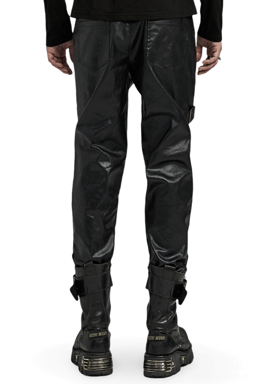 Gothic Lederhose Rückansicht mit maßgeschneiderter Taille und gerader Beinsilhouette sowie sauberen Nähten