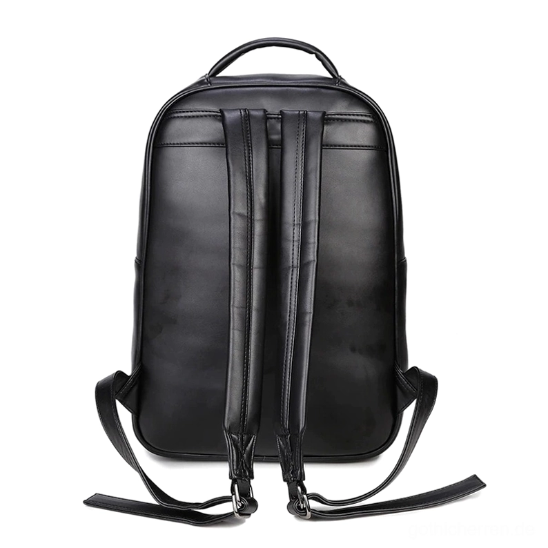 3D-geprägter Gothic Lederrucksack Innenansicht Fachaufteilung Organisationslayout mit Polyester-Futter
