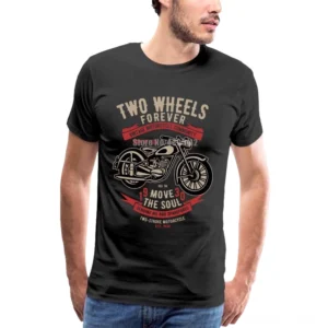 Herren Gothic Motorrad T-Shirt schwarze Baumwolle vintage Biker Grafik Crew Neck Frontansicht mit Modell casual Look