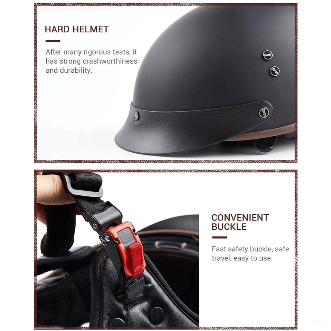 Matte schwarzer Biker Helm Rückansicht mit Metallnieten Befestigungen minimalistisches Gothic-Designdetails Handwerksqualität