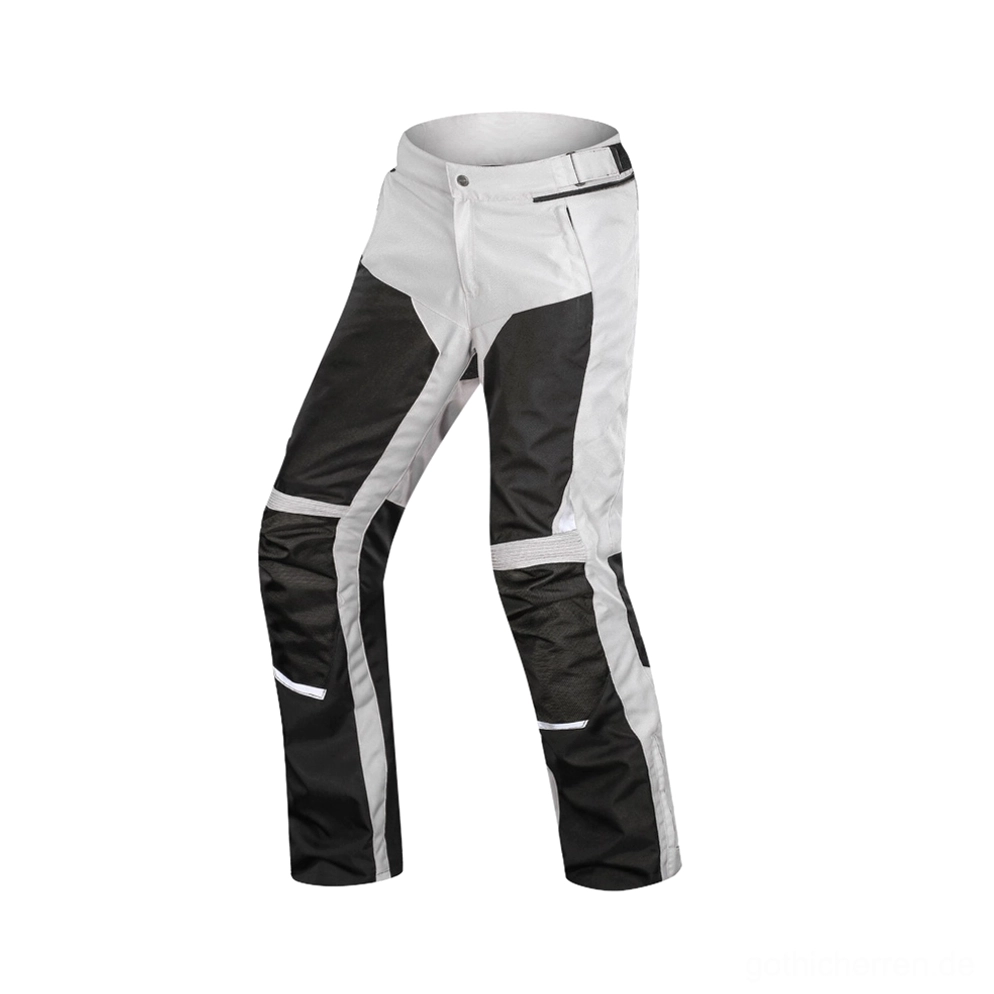 Gothic Motorradhose linke Seite verstärkte Kniepaneele verstellbarer Bund reflektierendes Design