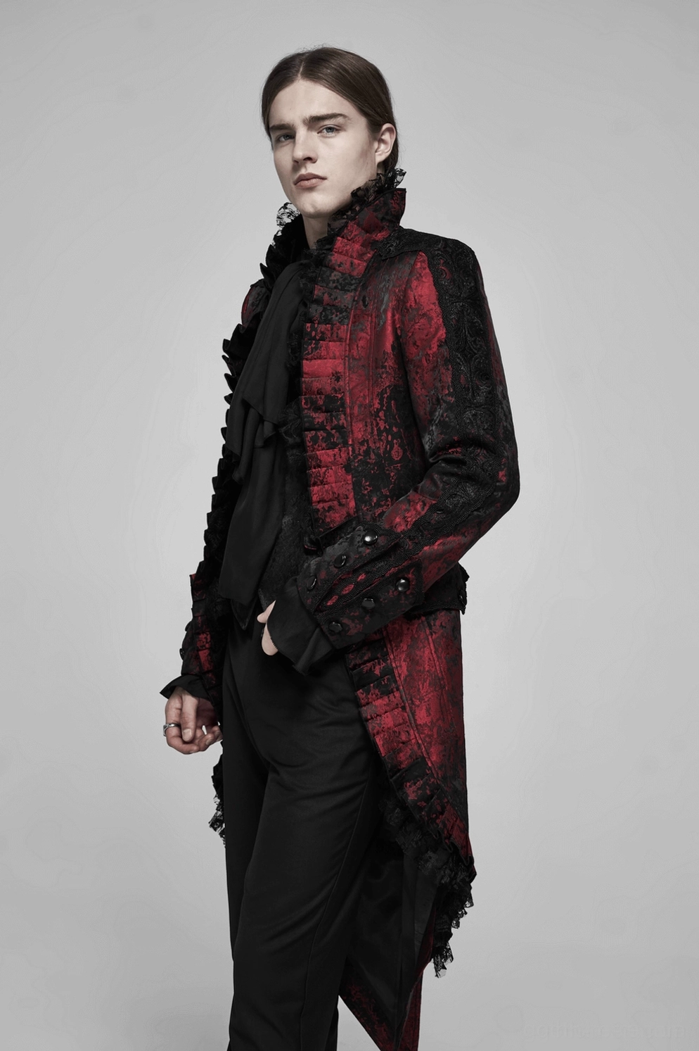 Styling-Inspirationen für Weinrot Gothic Rococo Tailcoat mit formalem dunklem Ästhetik-Ensemble