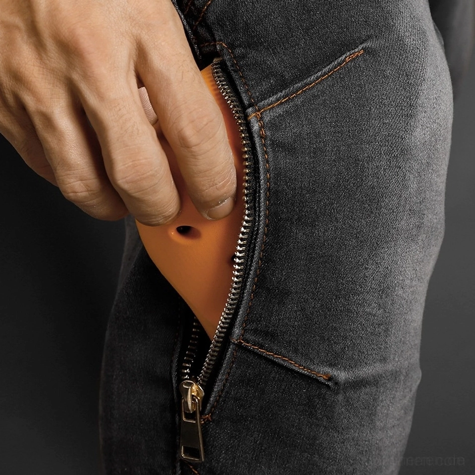 Gothic Schutzjeans Beinöffnung und Saum-Detail schlanke Passform Motorrad Denim