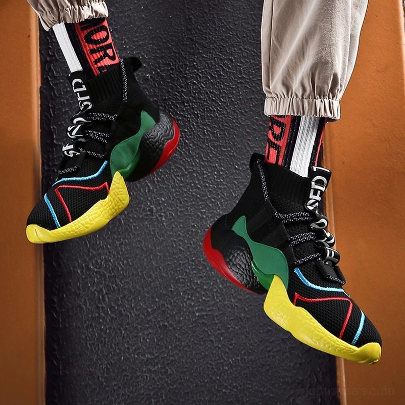 Gothic Street-Style Turnschuhe High-Top erhältlich in mehreren Farbvarianten schwarz weiß gelb Alternative Straßenmode Optionen