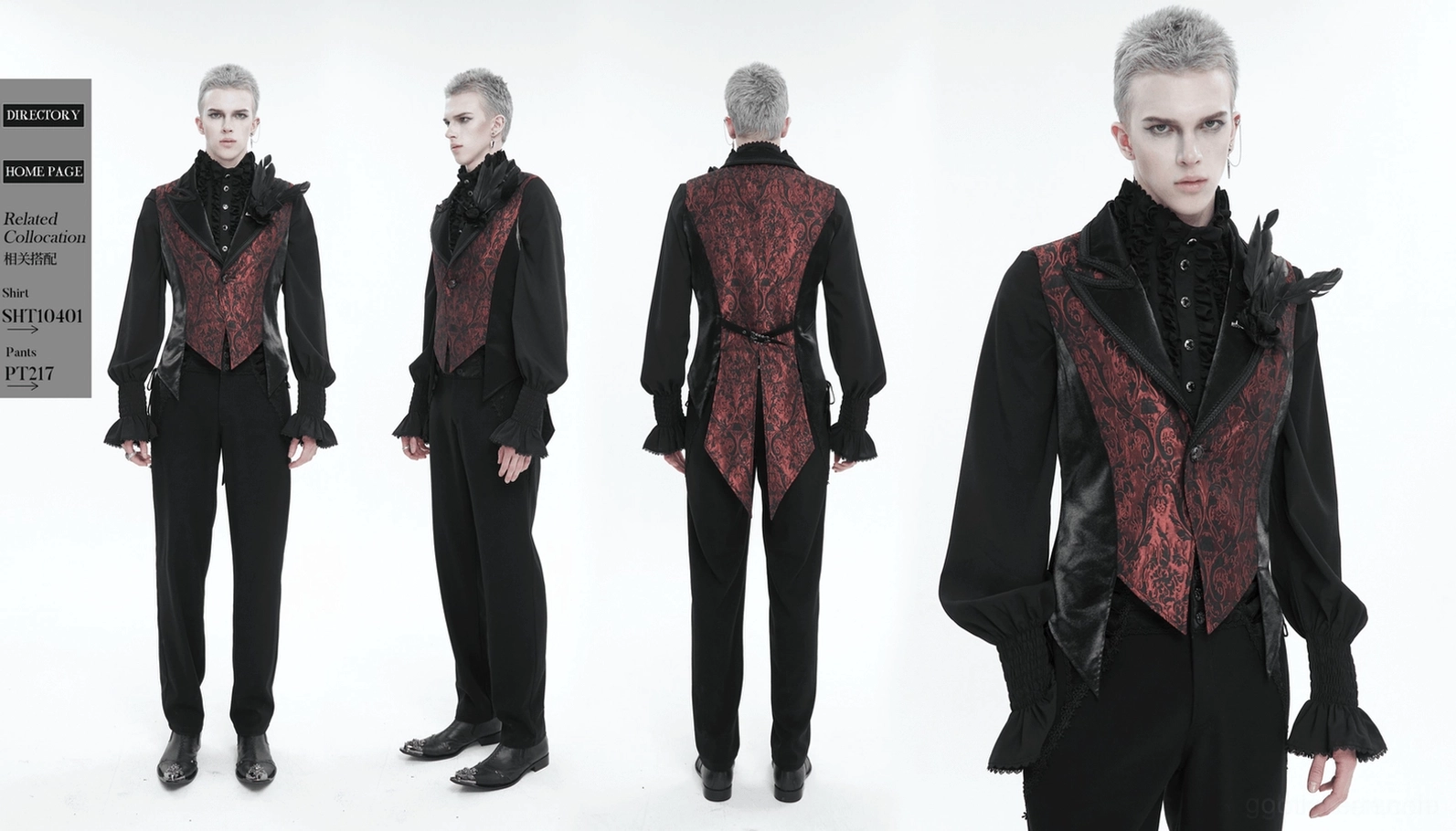 Gothic swallowtail anzugweste dramatischer schwalbenschwanz-saum konstruktion und rückendetail zeigt tailierte verarbeitung, split-hem-design, bewegungsfluss, klassische schneiderei-handwerk