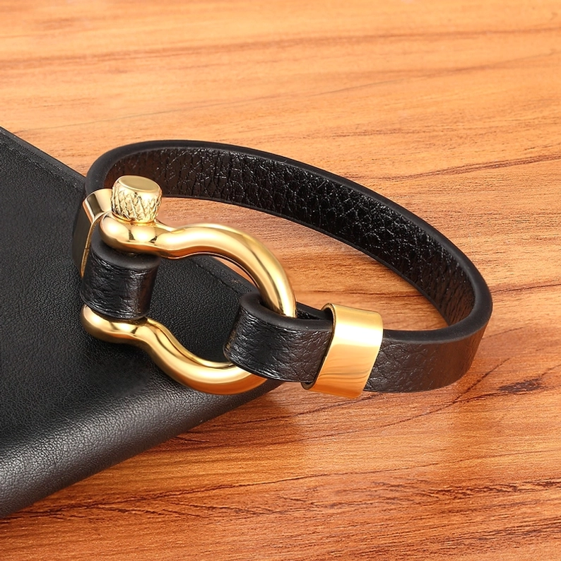 Gothic-Kreis-Toggle-Lederarmband Kollektion - mehrere Farboptionen in minimalistischer dunkler Ästhetik Schwarz Gold Silber Varianten