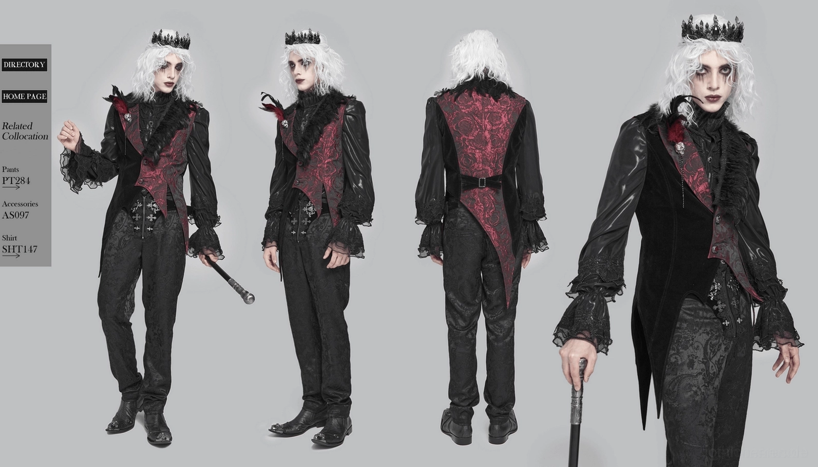 Finale gestylte Ansicht der Gothic-Weste mit koordinierten Accessoires und komplettem alternativer Fashion-Praesentation