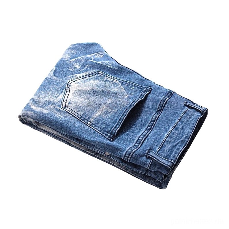 Gotische Totenkopf-Geisterhands-Denim-Jeans vollständige Produktpräsentation mit mehreren Farbvariationen Showcase