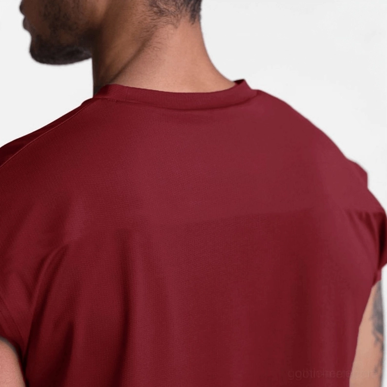 Grau Gothic Mesh Tanktop Seitenansicht, Mesh-Konstruktion und ärmellos Passform Showcase Herren