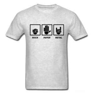heather-grau-gothic-rock-unisex-tshirt-flat-lay-frontansicht-detaillierte-rock-gesture-print-design-alternative-fashion