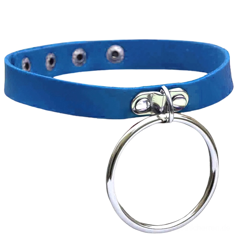 Leuchtendes Blau Punk Kunstleder Choker mit silbernem Vorhängeschloss Anhänger, verstellbarer Druckknopf-Verschluss, Cyberpunk Gothic Halsketten-Schmuck, alternative Fashion Halsband