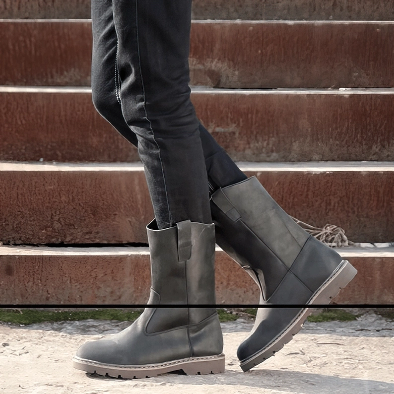 Herren Gothic Buckle Stiefel Alternative Rock Style Casual Wear Lifestyle Alltag Ausführung Tragepräsentation