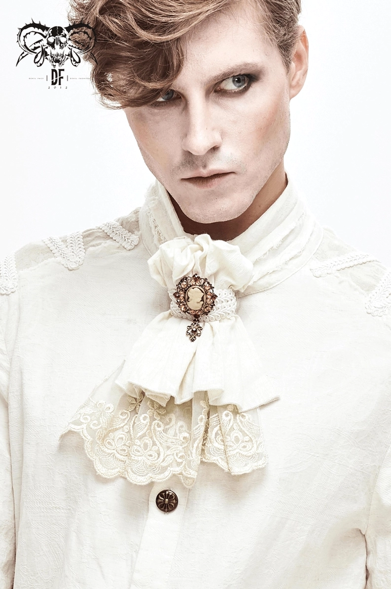 Herren Gothic Spitzen-Jabot professionelle Metallspange Verschluss silberne Hardwarierung Befestigungsmechanismus