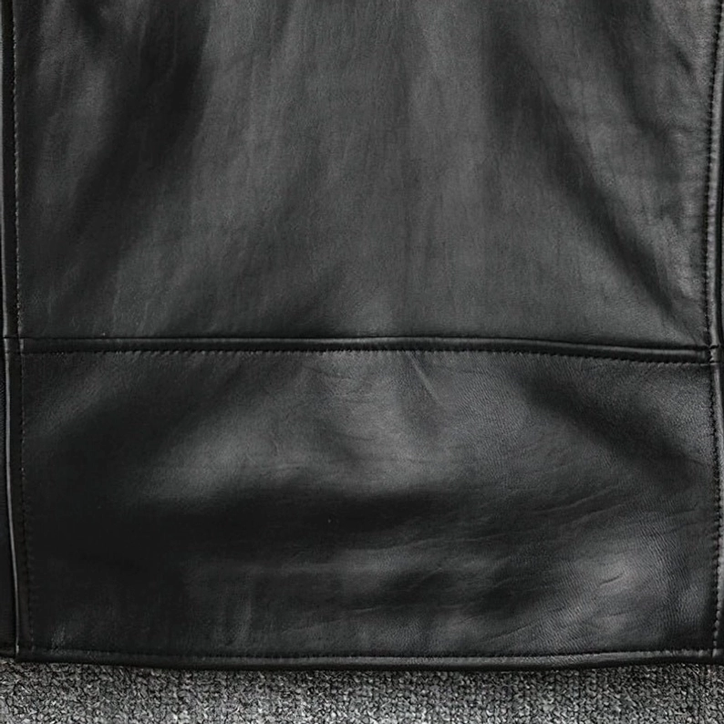 Herren Gothic Lederbikerjacke Qualitätskonstruktion Nähte Stickdetail Handwerkskunst Verarbeitung