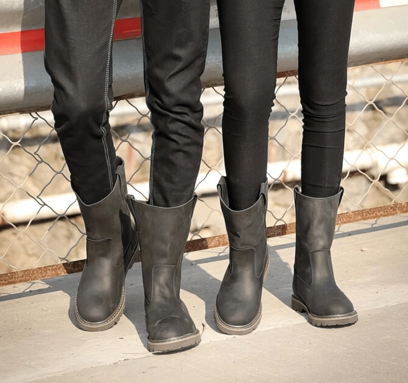 Braune Herren Gothic Lederstiefel Qualitätsverarbeitung Größen-Konstruktion Echtes Leder Materialien Handwerk Detailarbeit