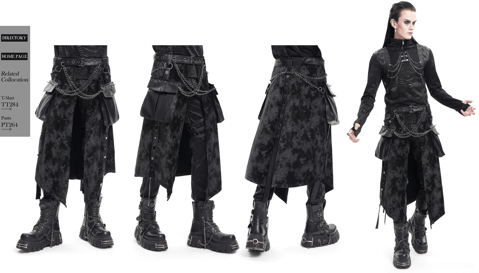 Herrenrock Gothic Alternative Fashion Styling Band-Merchandise Taktische-Ästhetik Punk-Rock-Einfluss und Subkultur-Präsentation