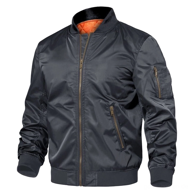 Holzkohlengrau MA-1 Bomberjacke Gothic mit Seitencreißverschluss-Taschen und Ärmel-Utility-Details – Dark Aesthetic Military Außenbekleidung für Herren