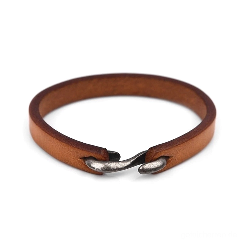 Honey Tan warmes Lederarmband mit Bootshaken-Verschluss, helles Rindsleder und Kupferverschluss, neo-gothic Herren-Accessoire