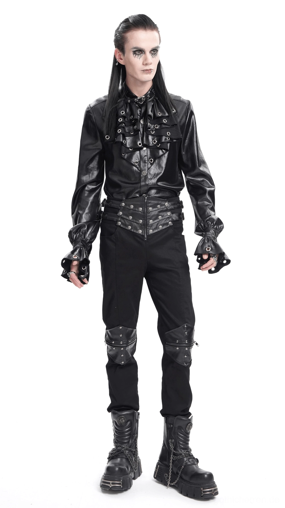 Industrial Gothic Lederhose mit Nieten-Ästhetik und Punk-Rock-Stil für Alternative-Fashion