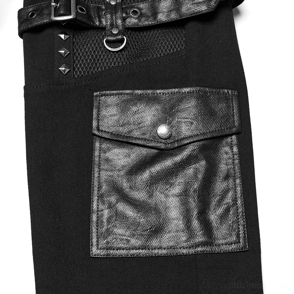 Industrial gothic slim-fit hose hardware und nieten embellishment handwerkskunst pyramidenmetall details verarbeitung