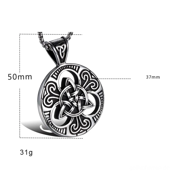 Keltischer Cross Shield Pendant Größen Spezifikationen Messung 50mm Edelstahl Dimensionsführer