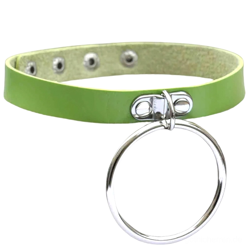 Limegrün Gothic Choker mit silbernem Metallvorhängeschloss Anhänger, Punk Ästhetik Kunstleder Halsband, verstellbare Druckknöpfe, Alternative Fashion Statement Piece